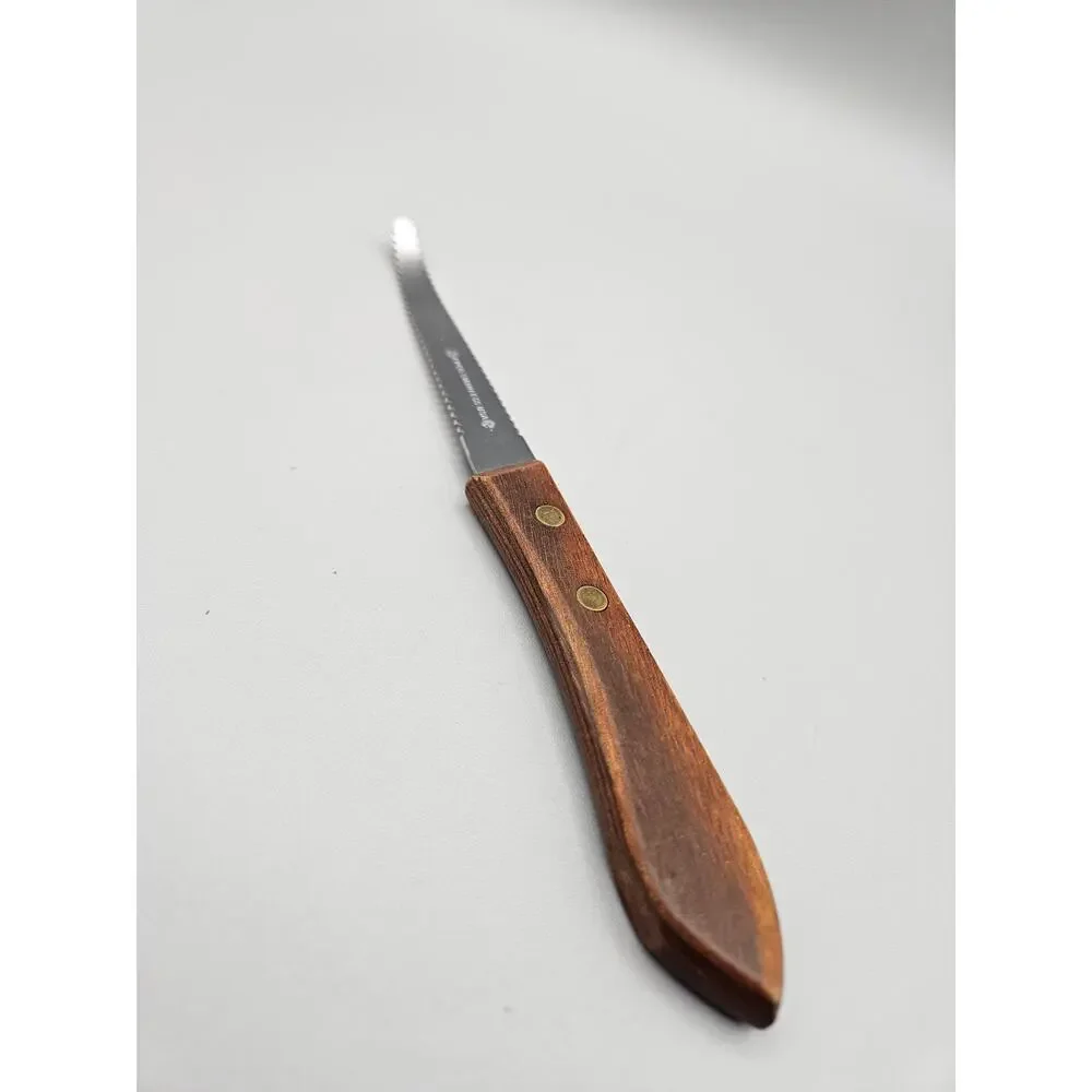 Vintage Ekco Grapefruit Knife Stainless Steel Wood Handle Double Sided Serrated
